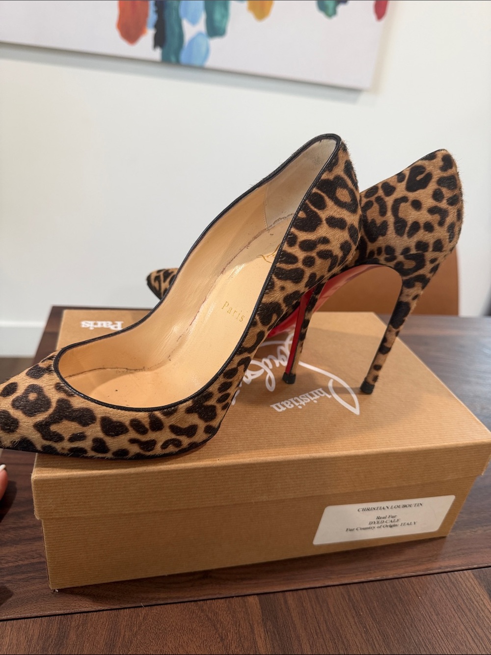 Christian Louboutin Leopard-Print Pointed Toe Pumps with Red Soles